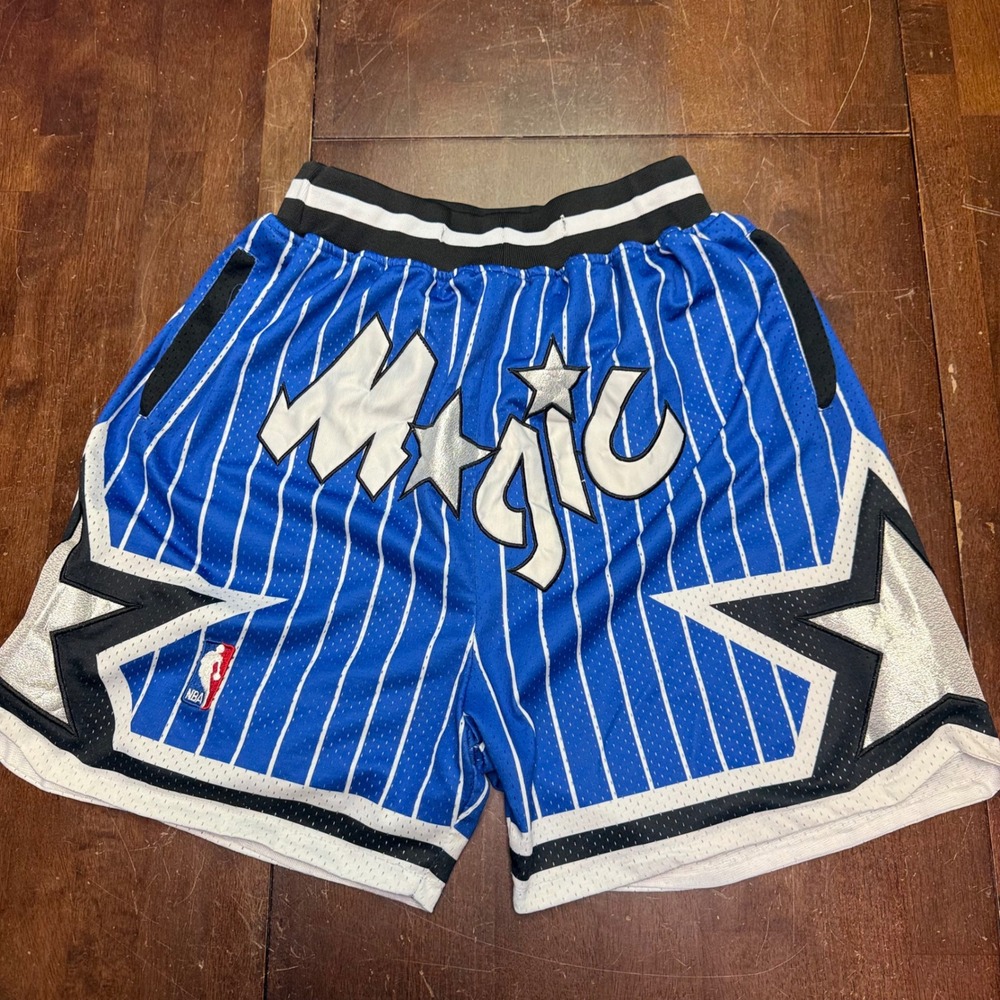 Just Don Orlando Magic Shorts Men Small Blue Pinstripe Star Basketball NBA Retro